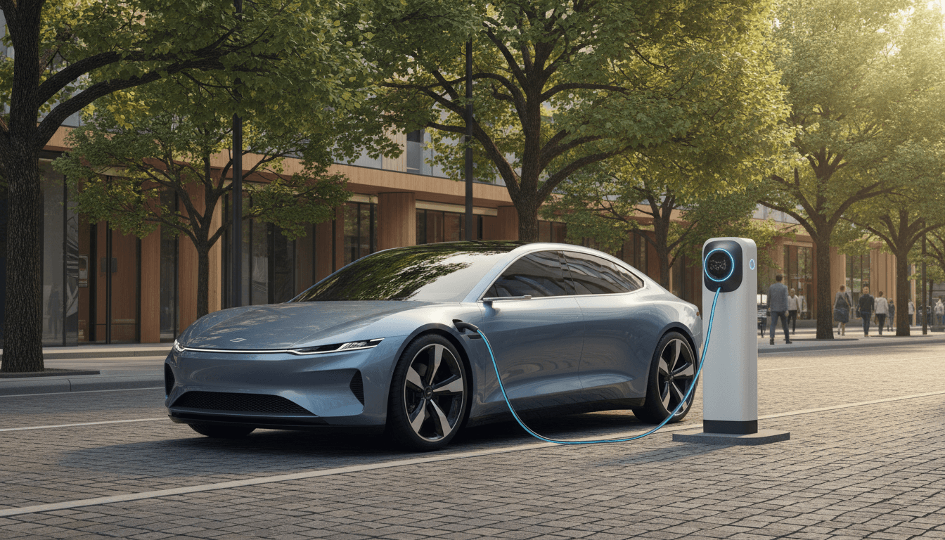 Un'auto elettrica in ricarica a una colonnina