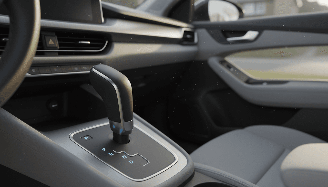 Leva del cambio automatico nell'abitacolo di un'auto usata