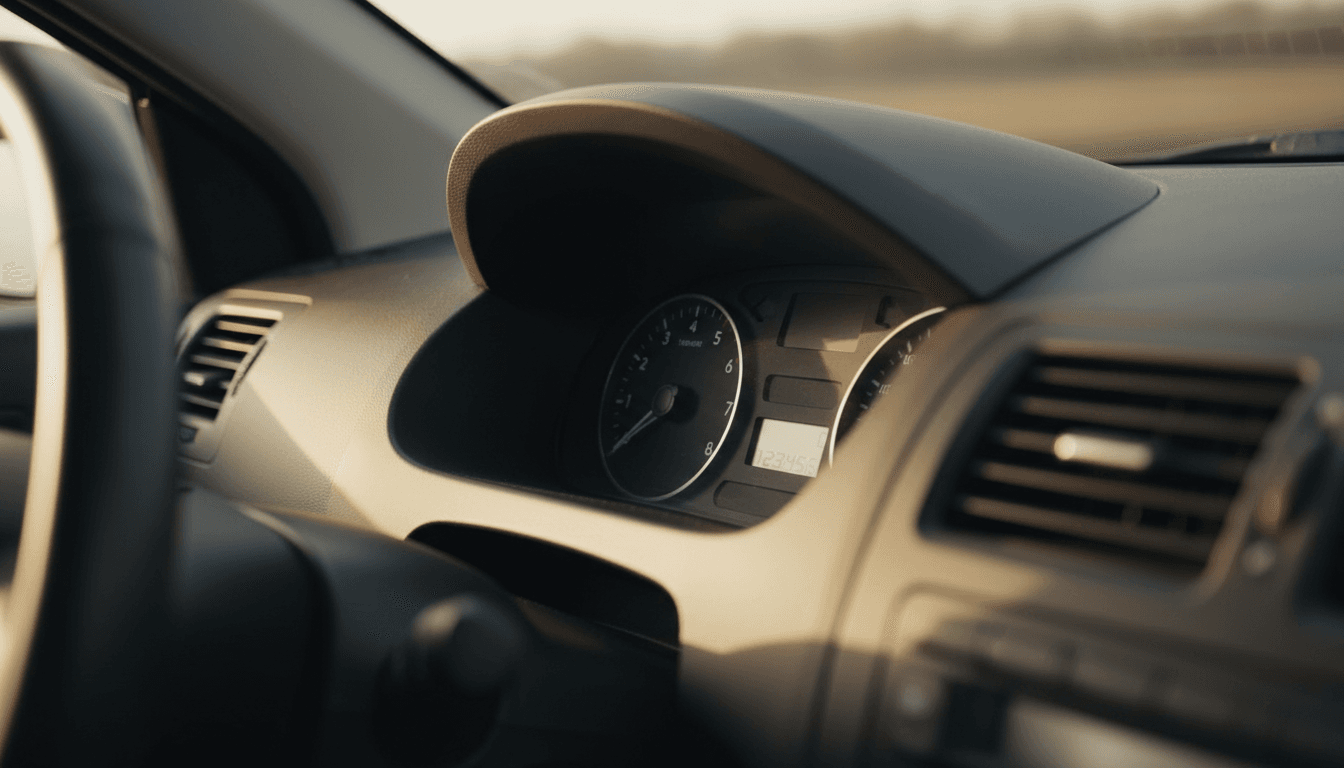 Contachilometri di un'auto usata in primo piano